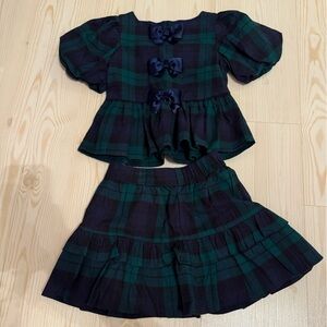 Janie and Jack Green and Navy Plaid Dress